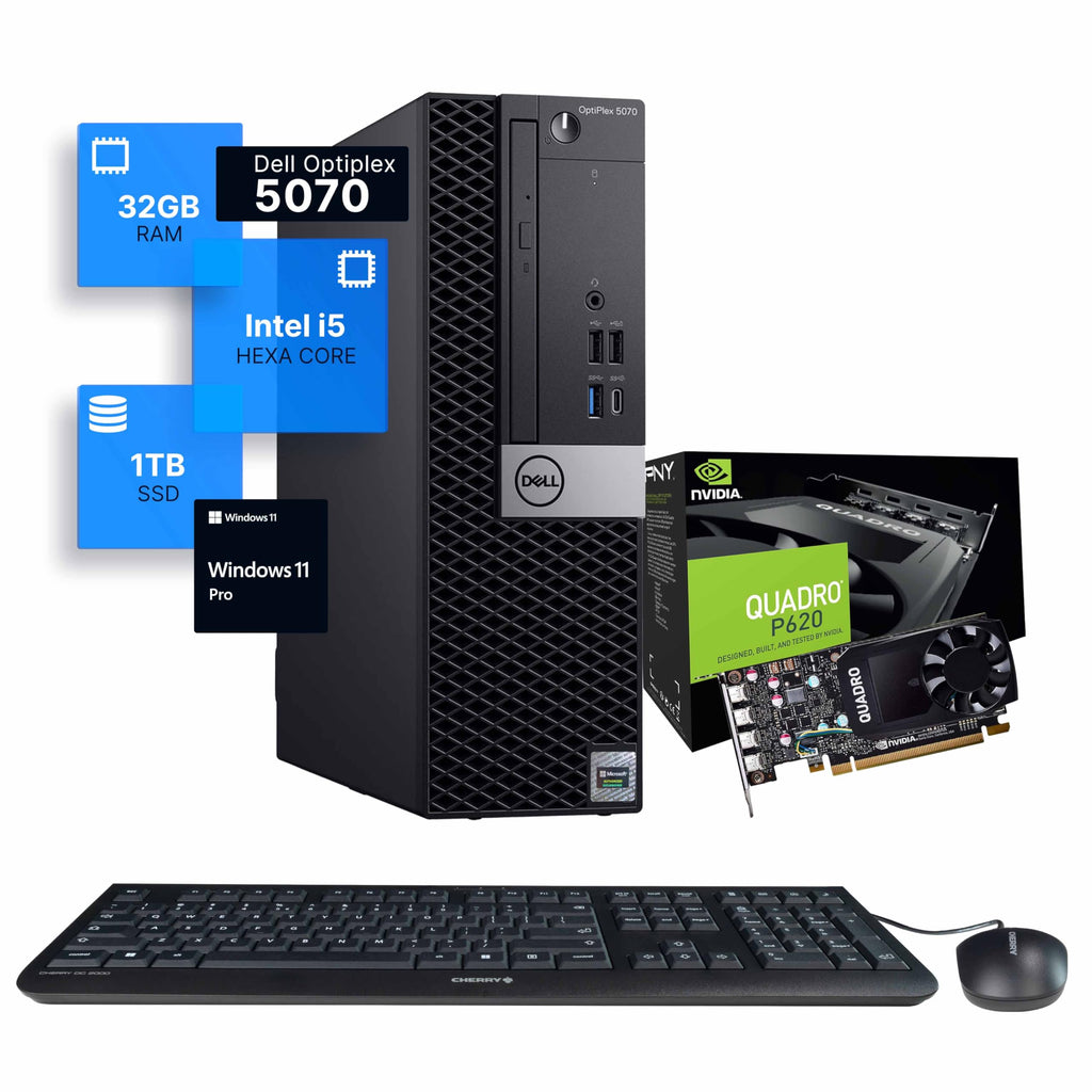 Dell OptiPlex 5070 Enhanced Workstation - Intel i5, Nvidia Graphics, 32GB RAM