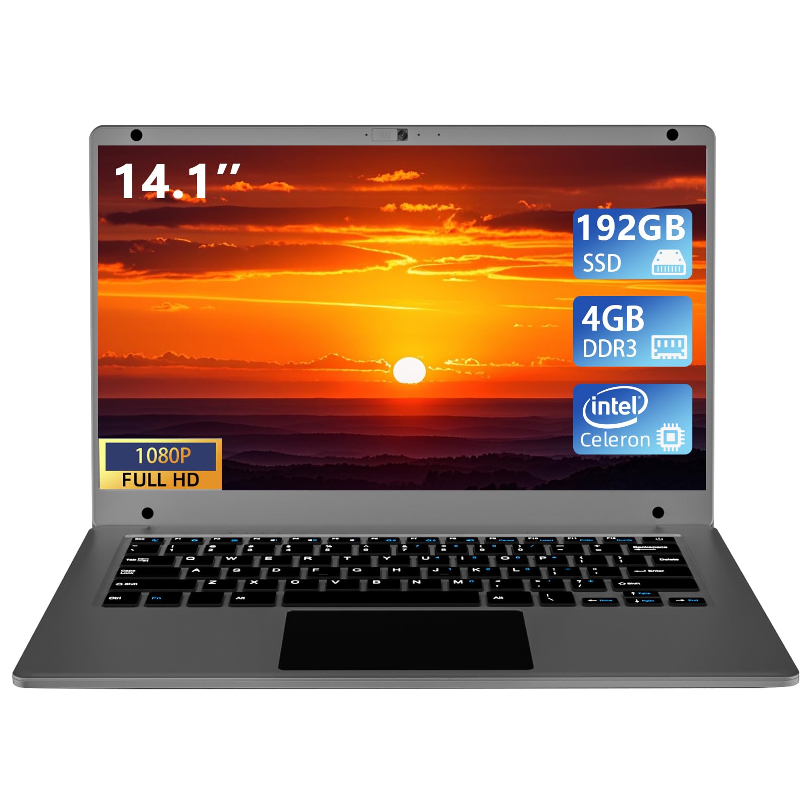 14.1" Quad-Core Celeron Lightweight Laptop